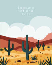 Saguaro National Park In Tucson Arizona Travel Poster.