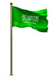 3d illustration of the Saudi Arabia flag with pole
