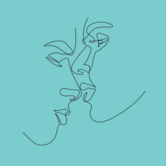 Poster - Couple line art. Man and woman one line drawing vector. Abstract minimal elegant logo