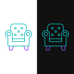 Sticker - Line Armchair icon isolated on white and black background. Colorful outline concept. Vector