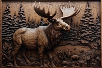 Sticker -  beautiful wooden figure of a deer