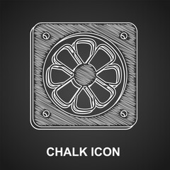 Sticker - Chalk Computer cooler icon isolated on black background. PC hardware fan. Vector