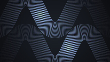 Wall Mural - black simple abstract background with wave style lines as the main element.