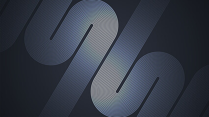 Poster - Black simple abstract background with wave style lines as the main element.