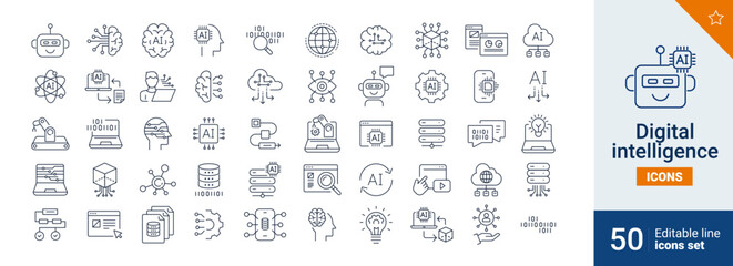 Digital icons Pixel perfect. Computer, network, robot, ....