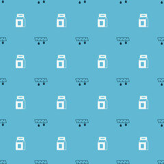 Sticker - Set Squeeze clothes and Laundry detergent on seamless pattern. Vector