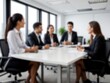 © PNG&Background Image - Blurred business people meeting at the office, blurred office interior space background for presentation.