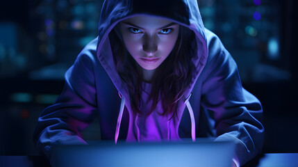 Young woman programmer in front of her laptop