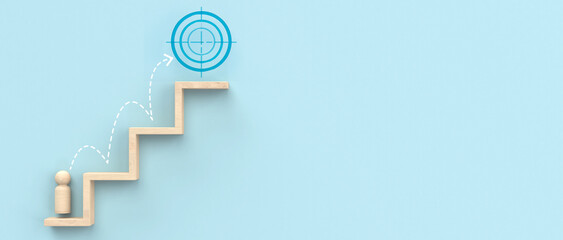 Leinwandbilder - Ladder, Development Goals Entrepreneur, businessman, profit, turnover, ladder pattern marketing target strategy management for success