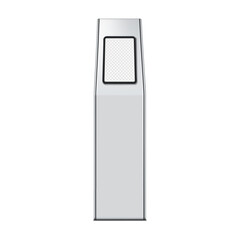 Wall Mural - Exhibition tablet stand with transparent screen realistic mock-up. Blank digital display vector mockup. Template for design