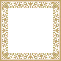 Wall Mural - Vector gold square classic greek meander ornament. Pattern of ancient Greece. Border, frame of the Roman Empire..