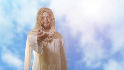 Poster - Jesus Christ stretches out his hand to meet