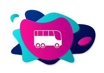 Poster - Color Bus icon isolated on white background. Transportation concept. Bus tour transport. Tourism or public vehicle symbol. Abstract banner with liquid shapes. Vector