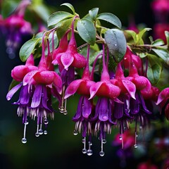 Fuchsia Flower Closeup - Detailed Purple Bloom with a Red Hue in Nature Background