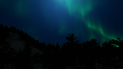 Wall Mural - a beautiful green and red aurora dancing over the hills.