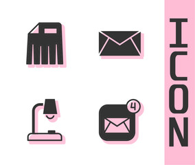 Poster - Set Envelope, Paper shredder, Table lamp and Mail and e-mail icon. Vector