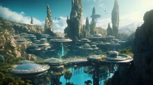 Photorealistic Rendering Of The Lost City Of Atlantis.Generative AI