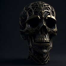 Golden Skull On A Black Background