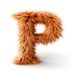 Wall Mural - Furry letter P made of dog, cat and animal fur