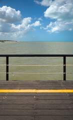 Riohacha, Colombia - January 2 2023: Pier on the beach of Riohacha in guajira Colombia.