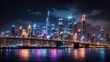 "Enchanting Night City Lights: Captivating Urban Skyline Illumination"