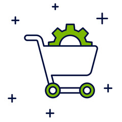 Sticker - Filled outline Shopping cart icon isolated on white background. Online buying concept. Delivery service. Supermarket basket. Vector