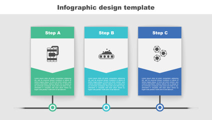 Sticker - Set Dynamite, Conveyor belt carrying coal and Gem stone. Business infographic template. Vector