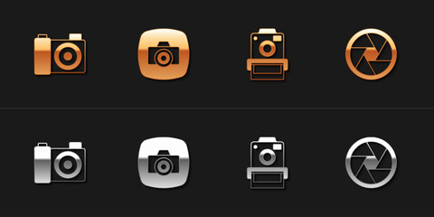 Poster - Set Photo camera, and Camera shutter icon. Vector