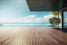 Floor Deck Walkway. Luxury Beach House With Swimming Pool