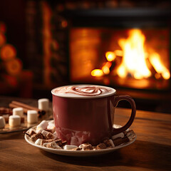 Hot chocolate by the fire place