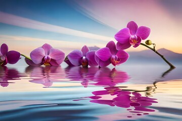 Wall Mural - purple orchid in water