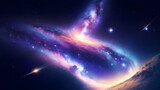 Fototapeta  - Beautiful galaxy nebula shooting stars clouds wallpaper