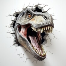 T-rex On White Background, Tyrannosaurus Rex Dinosaur Vector Illustration, Jurassic Prehistoric Animal