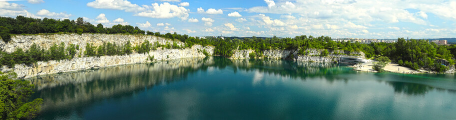 Naklejka na meble Panorama. Bathing resort in Zakrzowek in Krakow. A place of rest and recreation for Cracovians with swimming pools, piers and viewpoints. Lots of greenery.