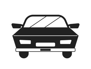 Poster - Car running away monochrome flat vector object. Modern vehicle. Editable black and white thin line icon. Simple cartoon clip art spot illustration for web graphic design