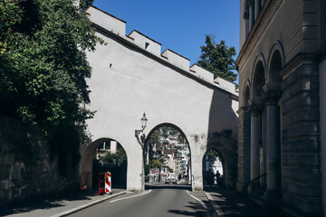 Wall Mural - Lucerne, Switzerland - August 10, 2023: View of downtown Lucerne in Switzerland on a sunny summer day