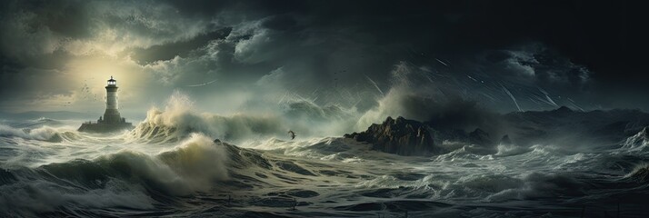 Wall Mural - terrible storm ravaging the landscape