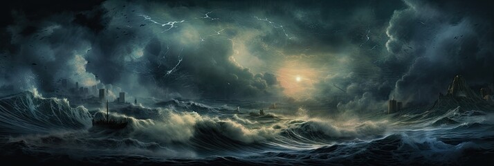 Wall Mural - terrible storm ravaging the landscape