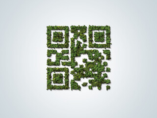 green trees shaped like qr code with the green forest. technology ,business and nature concept.