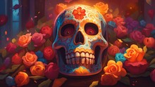 Day Of The Dead, Remembering The Departed, Charming Festivity Full Of Color Background