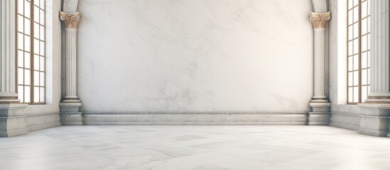 Poster - Room with marble floor and white wall are empty