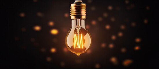 Aufkleber - Glowing vintage light bulb on black background retro design LED lamps for loft and cafe