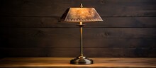Antique Wooden Table With Designer Brass Lamp