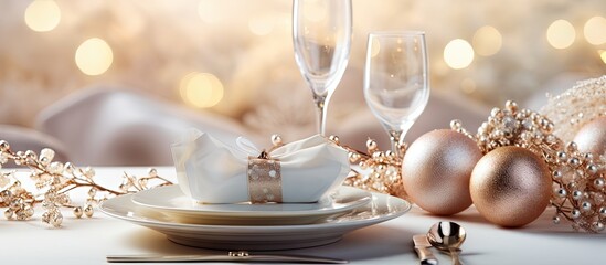 Aufkleber - Classy holiday table decor on pale backdrop