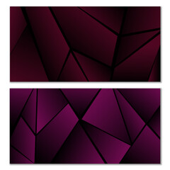 Abstract polygonal pattern. Set of two dark gradient polygonal backgrounds. Background design, cover, postcard, banner, wallpaper