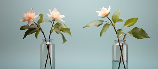 Poster - Flowers with three leaves inside a tall vase