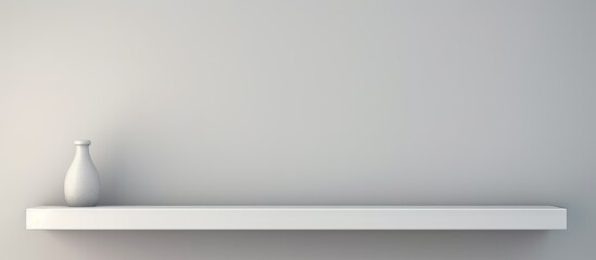 Aufkleber - Two authentic white shelves fixed to the wall style equipment display mockup Empty template for showcasing products Exhibition furniture in a light grey hue