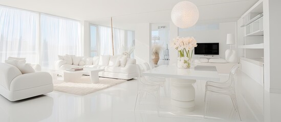 Poster - Bright and white dining area in the living room