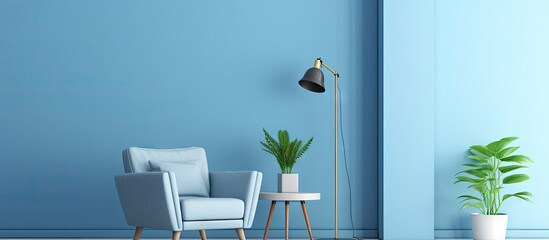 Poster - Blue armchair and wall in office room ing