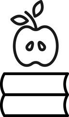 Wall Mural - Apple on Stack of Books Monoline Icon. Perfect for design, infographics, web sites, apps.